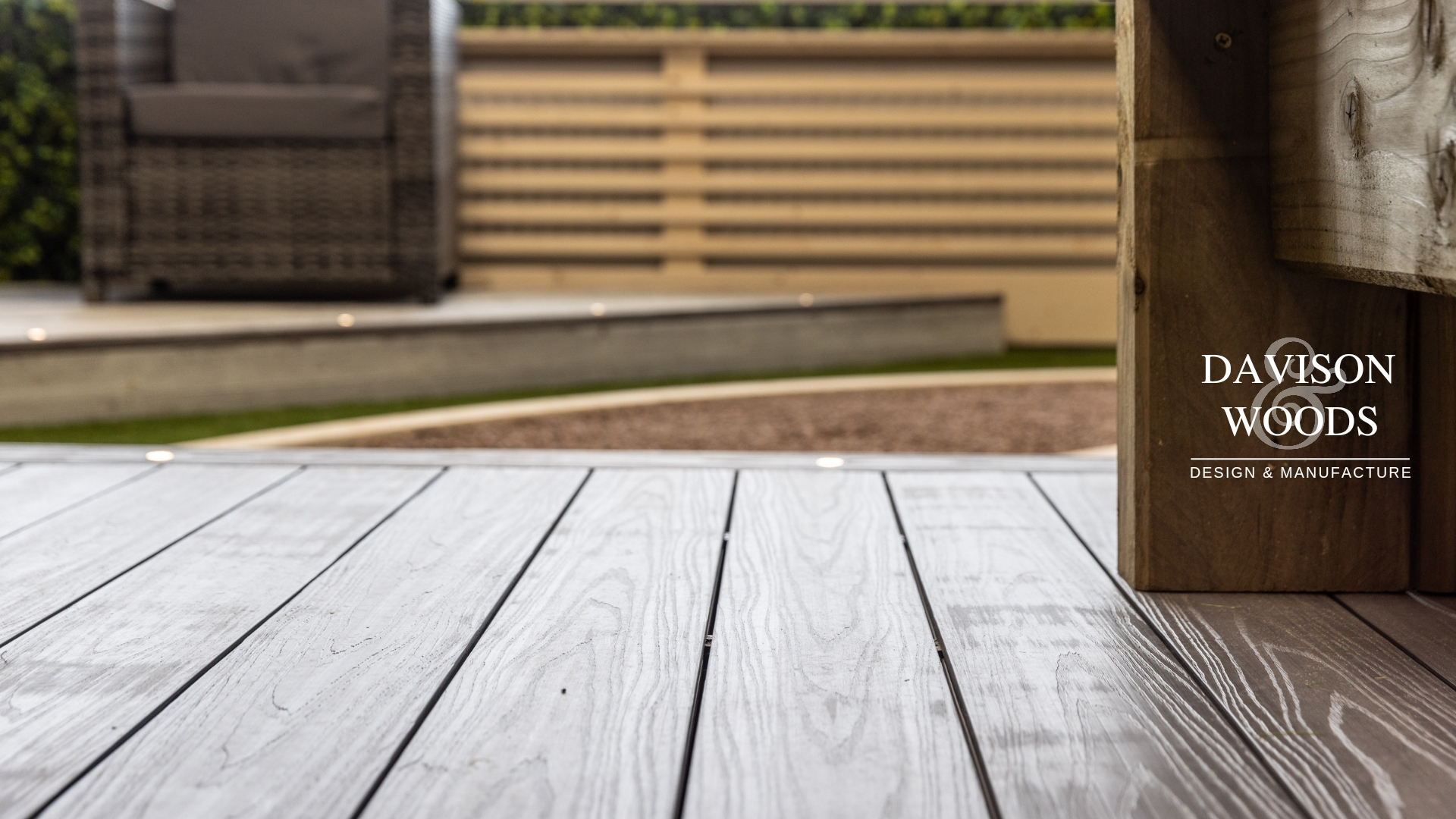 Close up of the grain detail on the BSW timber decking floor showing the unique aesthetic qualities of the timber.