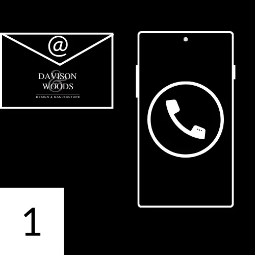 icon of a letter with an @ signifying users can contact us through email. on right side is a phone icon with a telephone logo illustrating clients can call us